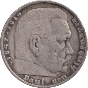 1936 SILVER 5 MARKS GERMANY - SILVER WORLD COINS - Cambridgeshire Coins