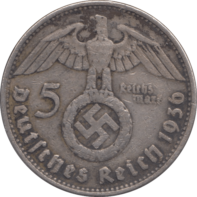 1936 SILVER FIVE MARK GERMANY - SILVER WORLD COINS - Cambridgeshire Coins