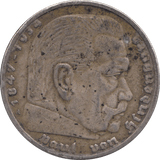 1936 SILVER FIVE MARK GERMANY - SILVER WORLD COINS - Cambridgeshire Coins