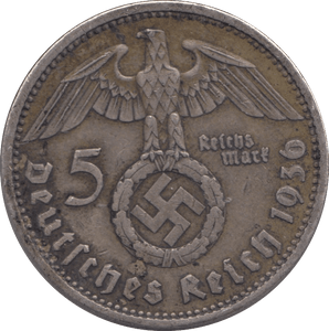 1936 SILVER FIVE MARK GERMANY - SILVER WORLD COINS - Cambridgeshire Coins