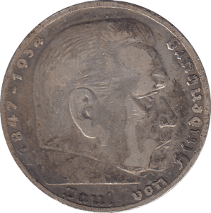 1936 SILVER GERMANY 5 MARK - SILVER WORLD COINS - Cambridgeshire Coins
