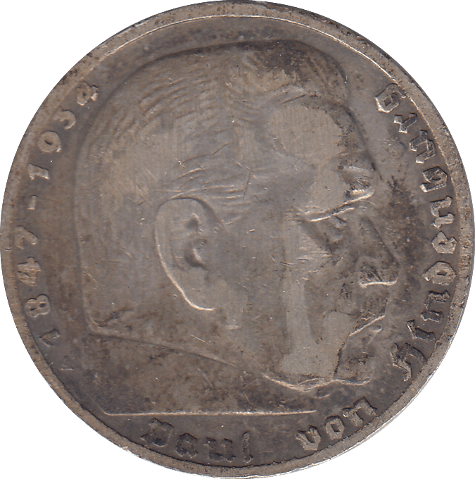 1936 SILVER GERMANY 5 MARK - SILVER WORLD COINS - Cambridgeshire Coins