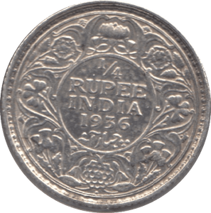 1936 SILVER INDIA 1/4 RUPEE - SILVER WORLD COINS - Cambridgeshire Coins