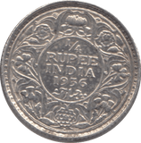 1936 SILVER INDIA 1/4 RUPEE - SILVER WORLD COINS - Cambridgeshire Coins