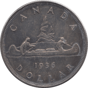 1936 SILVER ONE DOLLAR CANADA - SILVER WORLD COINS - Cambridgeshire Coins
