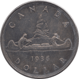 1936 SILVER ONE DOLLAR CANADA - SILVER WORLD COINS - Cambridgeshire Coins