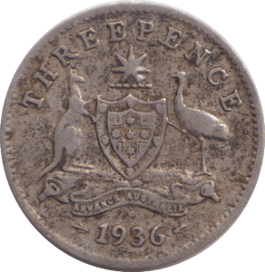 1936 SILVER SIXPENCE AUSTRALIA - SILVER WORLD COINS - Cambridgeshire Coins