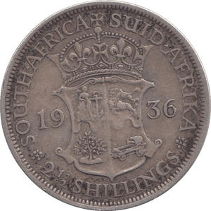 1936 SOUTH AFRICA SILVER 2 1/2 SHILLINGS - SILVER WORLD COINS - Cambridgeshire Coins