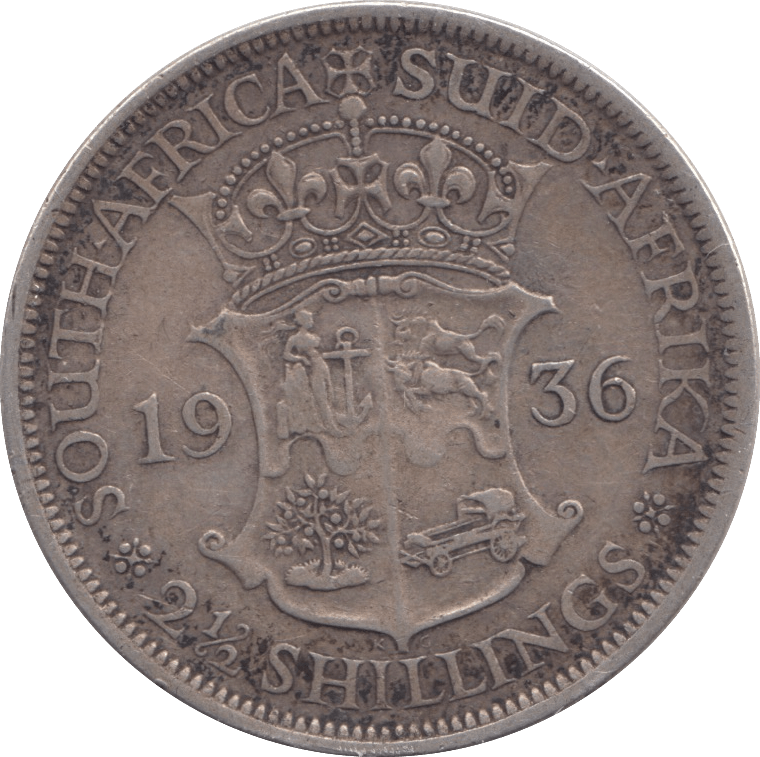 1936 SOUTH AFRICA SILVER 2 1/2 SHILLINGS - SILVER WORLD COINS - Cambridgeshire Coins