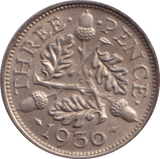 1936 THREEPENCE ( EF ) - THREEPENCE - Cambridgeshire Coins
