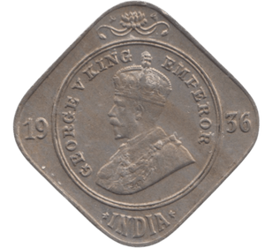 1936 TWO ANNAS INDIA - WORLD COINS - Cambridgeshire Coins