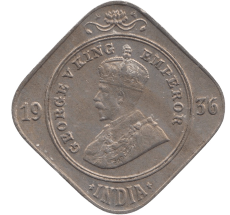 1936 TWO ANNAS INDIA - WORLD COINS - Cambridgeshire Coins