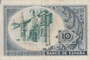 1937 10 PESTAS BANKNOTE SPAIN REF-1628 - WORLD BANKNOTES - Cambridgeshire Coins