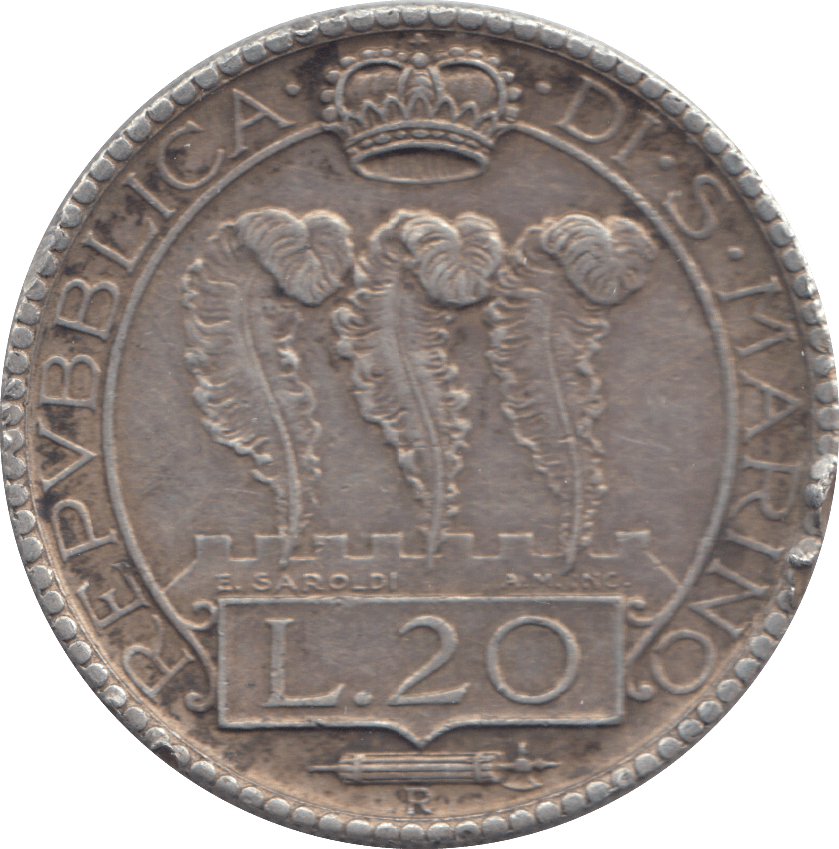 1937 20 SANMARINO - WORLD COINS - Cambridgeshire Coins