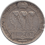 1937 20 SANMARINO - WORLD COINS - Cambridgeshire Coins