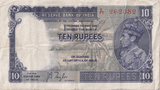 1937 - 38 TEN RUPEES BANKNOTE INDIA REF - 1608 - WORLD BANKNOTES - Cambridgeshire Coins
