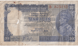 1937 - 38 TEN RUPEES BANKNOTE INDIA REF - 1609 - WORLD BANKNOTES - Cambridgeshire Coins