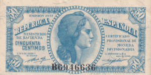 1937 50 PESTAS BANKNOTE SPAIN REF-1635 - WORLD BANKNOTES - Cambridgeshire Coins