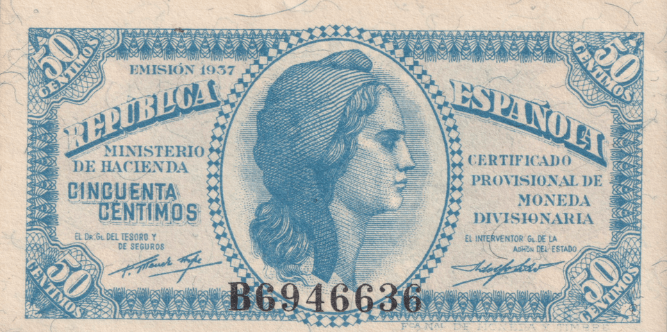 1937 50 PESTAS BANKNOTE SPAIN REF-1635 - WORLD BANKNOTES - Cambridgeshire Coins