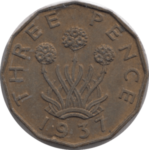 1937 BRASS THREEPENCE ( AUNC ) 4 - THREEPENCE - Cambridgeshire Coins