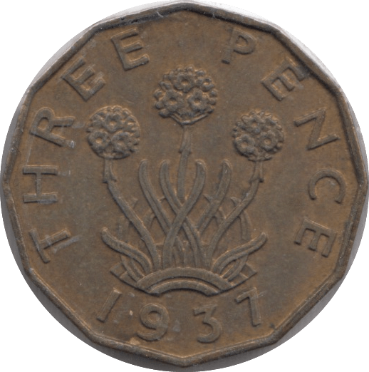 1937 BRASS THREEPENCE ( AUNC ) 4 - THREEPENCE - Cambridgeshire Coins