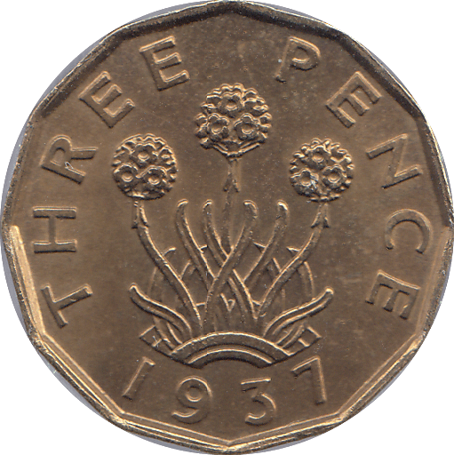 1937 BRASS THREEPENCE ( PROOF ) - THREEPENCE - Cambridgeshire Coins