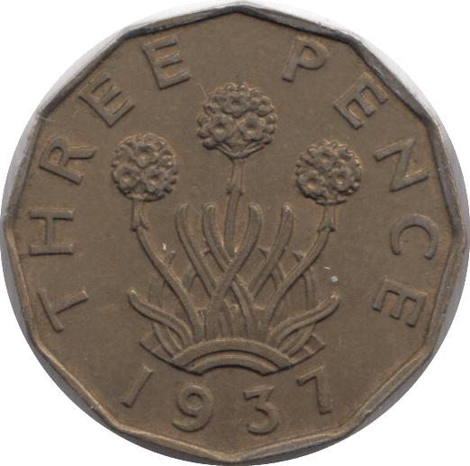 1937 BRASS THREEPENCE ( UNC ) 1 - THREEPENCE - Cambridgeshire Coins