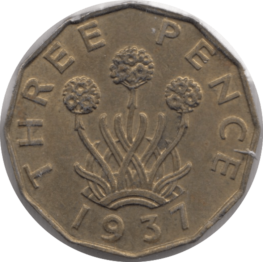 1937 BRASS THREEPENCE ( UNC ) 2 - THREEPENCE - Cambridgeshire Coins
