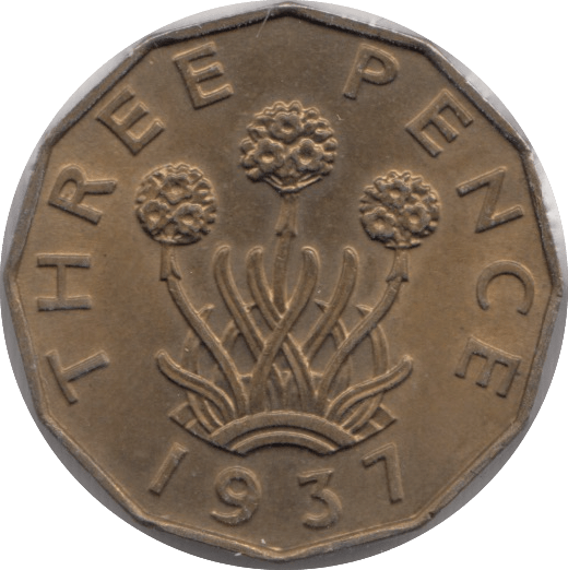 1937 BRASS THREEPENCE ( UNC ) 5 - THREEPENCE - Cambridgeshire Coins