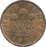 1937 BRASS THREEPENCE ( UNC ) - THREEPENCE - Cambridgeshire Coins