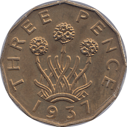 1937 BRASS THREEPENCE ( UNC ) - THREEPENCE - Cambridgeshire Coins