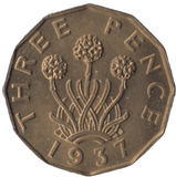 1937 BRASS THREEPENCE ( UNC ) - Threepence - Cambridgeshire Coins