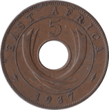 1937 FIVE CENTS CENTS EAST AFRICA - WORLD COINS - Cambridgeshire Coins