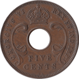 1937 FIVE CENTS CENTS EAST AFRICA - WORLD COINS - Cambridgeshire Coins