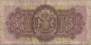 1937 FIVE SHILLINGS BERMUDA BANKNOTE REF-1763 - WORLD BANKNOTES - Cambridgeshire Coins