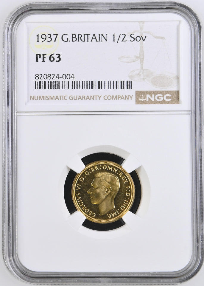 1937 GOLD HALF SOVEREIGN PF 63 - NGC GOLD HALF SOVEREIGN - Cambridgeshire Coins