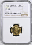 1937 GOLD HALF SOVEREIGN PF 63 - NGC GOLD HALF SOVEREIGN - Cambridgeshire Coins