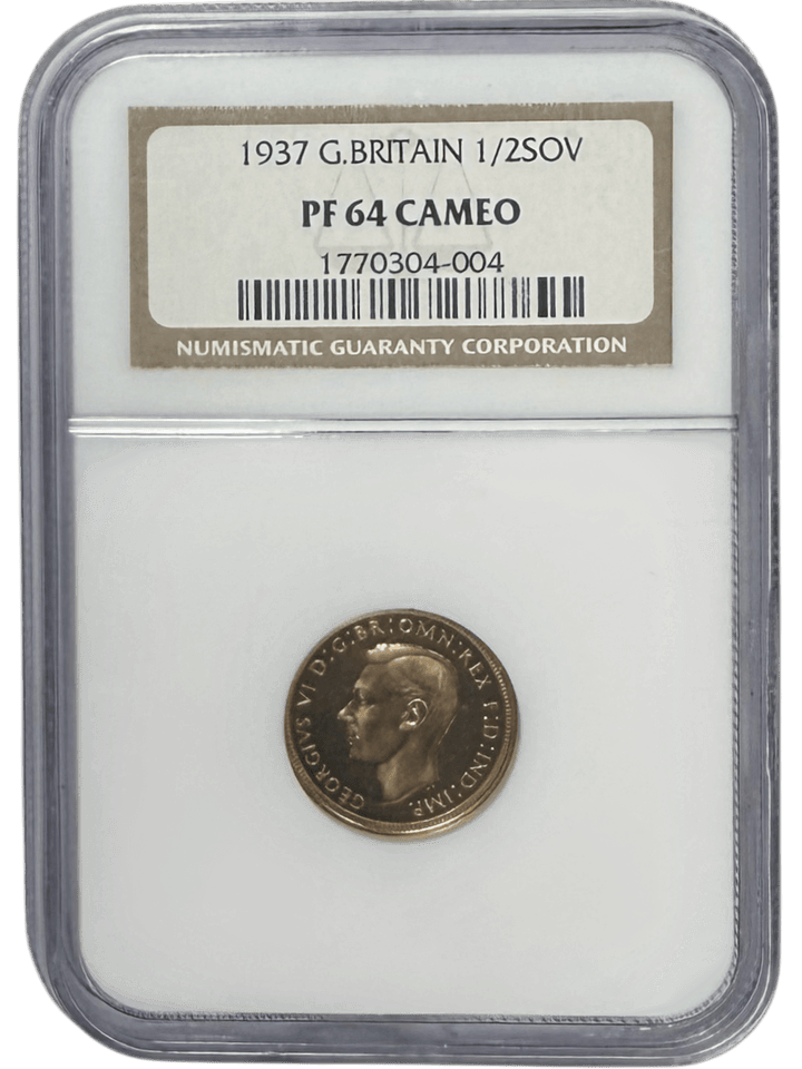 1937 GOLD PROOF 1/2 SOVEREIGN ( NGC ) PF 64 CAMEO - NGC GOLD HALF SOVEREIGN - Cambridgeshire Coins