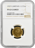 1937 GOLD PROOF HALF SOVEREIGN NGC PF 63 CAMEO - NGC GOLD HALF SOVEREIGN - Cambridgeshire Coins