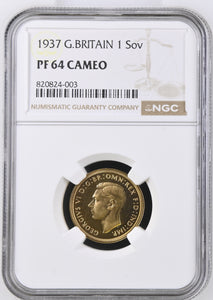 1937 GOLD SOVEREIGN PF 64 - NGC GOLD SOVEREIGN - Cambridgeshire Coins