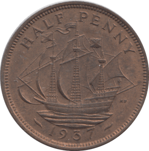 1937 HALF PENNY ( UNC ) - HALFPENNY - Cambridgeshire Coins