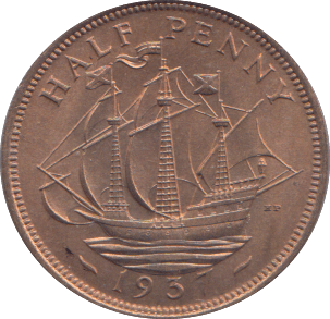1937 HALFPENNY ( AUNC ) 1 - HALFPENNY - Cambridgeshire Coins