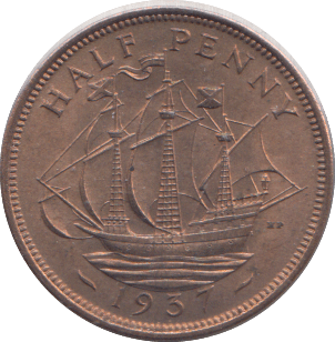 1937 HALFPENNY ( AUNC ) 3 - HALFPENNY - Cambridgeshire Coins