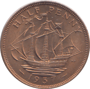 1937 HALFPENNY ( UNC ) 2 - HALFPENNY - Cambridgeshire Coins