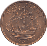 1937 HALFPENNY ( UNC ) 2 - HALFPENNY - Cambridgeshire Coins