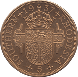1937 ONE CROWN SOUTHERN RHODESIA - SILVER WORLD COINS - Cambridgeshire Coins