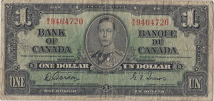 1937 ONE DOLLAR BANKNOTE CANADA REF 960 - WORLD BANKNOTES - Cambridgeshire Coins