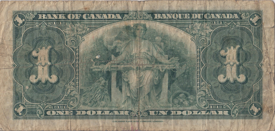 1937 ONE DOLLAR BANKNOTE CANADA REF 960 - WORLD BANKNOTES - Cambridgeshire Coins