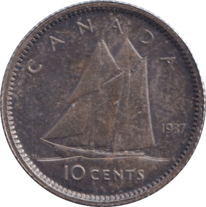 1937 SILVER 10 CENTS CANADA - SILVER WORLD COINS - Cambridgeshire Coins