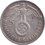 1937 SILVER 5 MARK GERMANY - WORLD COINS - Cambridgeshire Coins